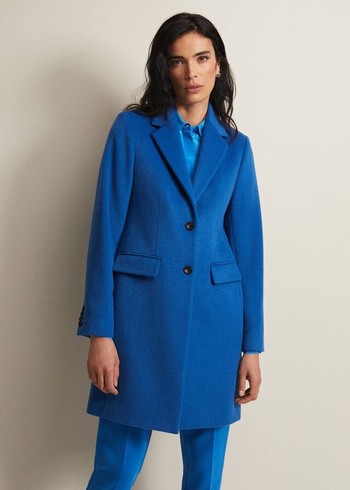 Phase Eight Lydia Blue Wool Smart Coats Turquoise USA | 9358016-OK